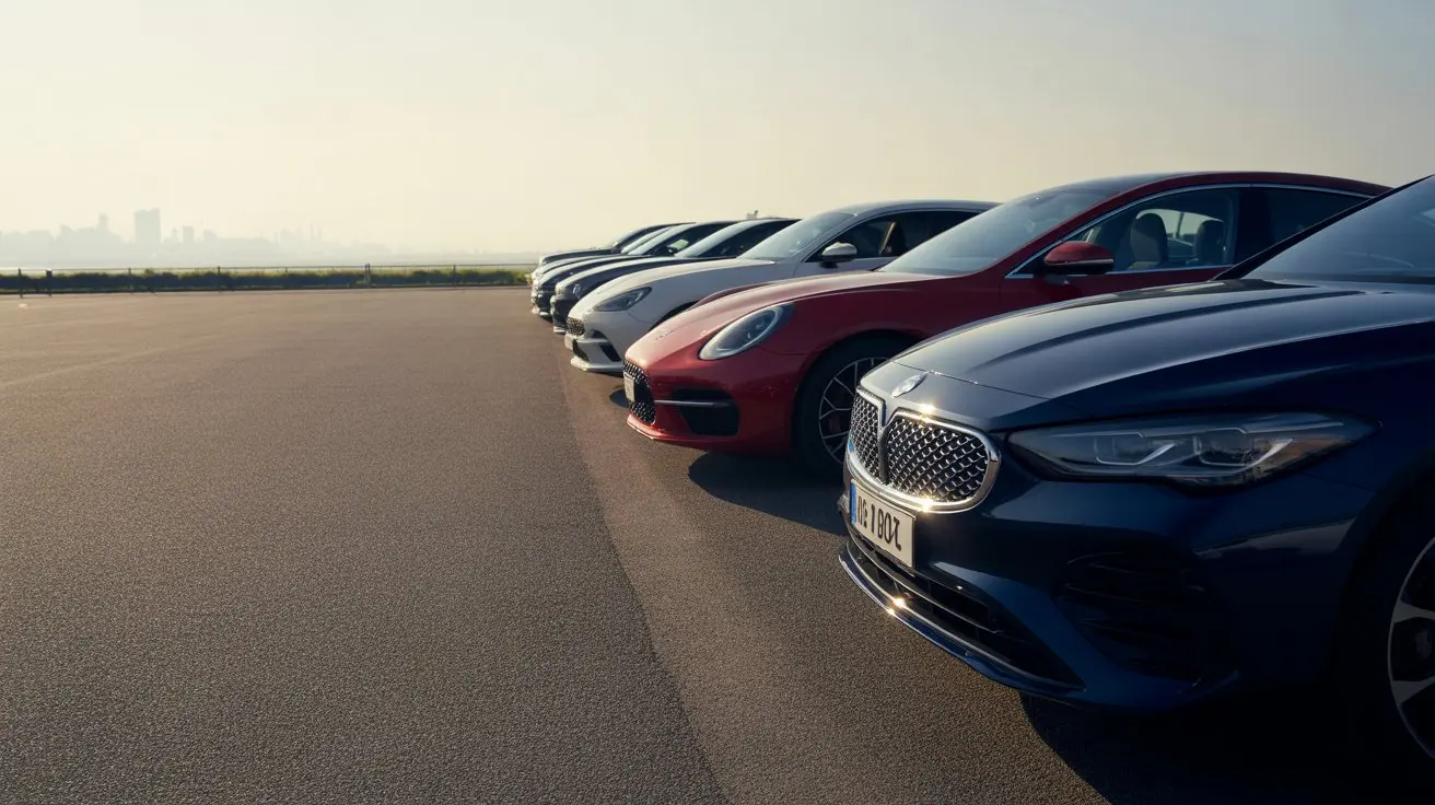A line of imported cars at a port compound